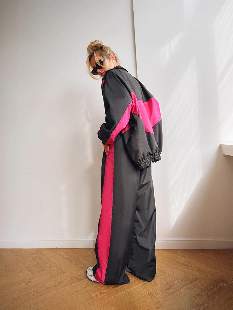 Damen nan sportives Trainingsanzug-Set mit Windbreaker-Jacke und weitem Hosenbein Echo Archiv