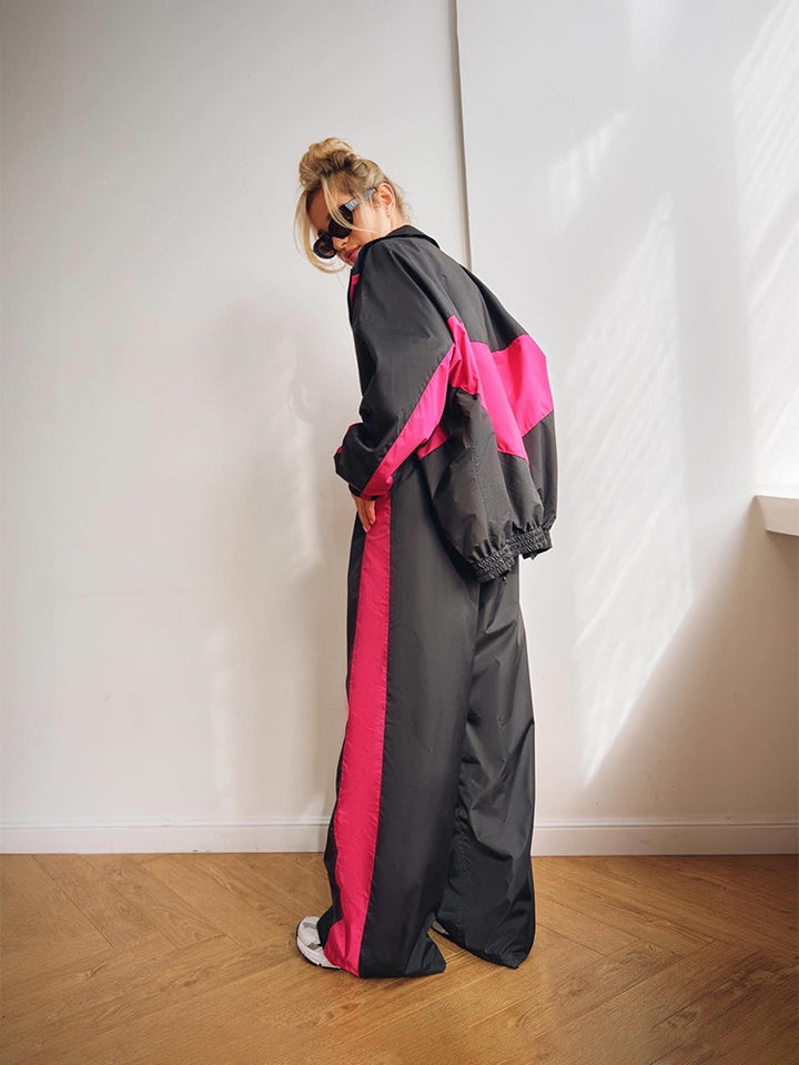 Damen nan sportives Trainingsanzug-Set mit Windbreaker-Jacke und weitem Hosenbein Echo Archiv