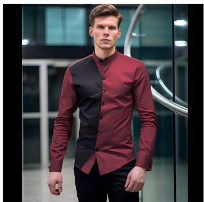 Herren elegantes Langarmhemd mit modernem Farbblockdesign Echoarchiv