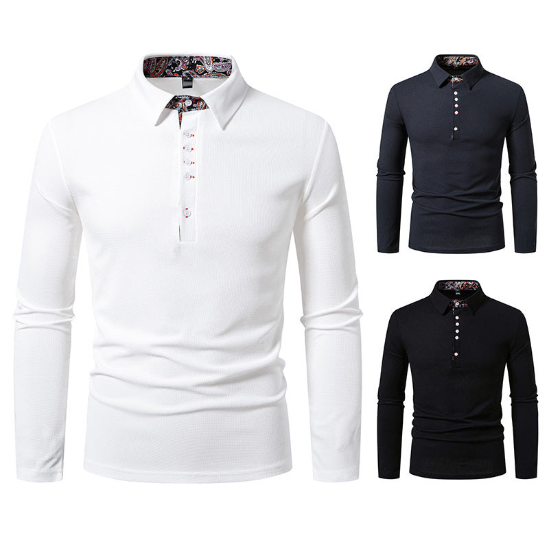 Herren Langarm Poloshirt mit außergewöhnlichem Kragen-Design Echoarchiv