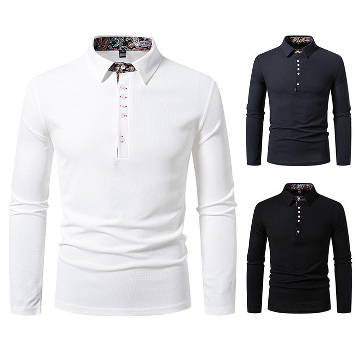 Herren Langarm Poloshirt mit außergewöhnlichem Kragen-Design Echoarchiv