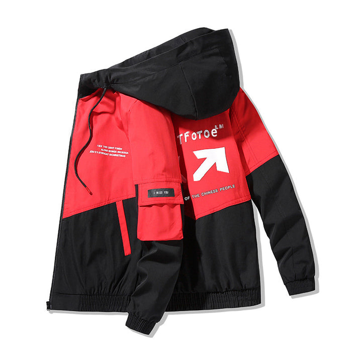 Herren Colorblock Kapuzen-Utility-Jacke mit Printdetails und taktischen Taschen Echo Archiv