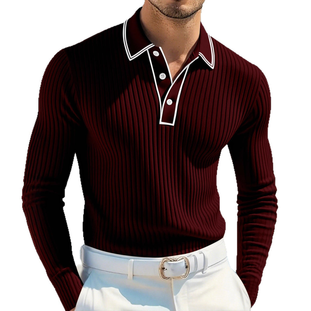 Herren Langarm-Polohemd mit strukturiertem Design Echoarchiv