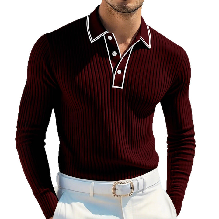 Herren Langarm-Polohemd mit strukturiertem Design Echoarchiv