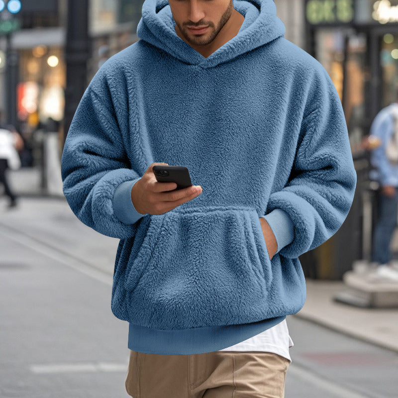 Herren übergroßer Fleece-Hoodie mit Kängurutasche und gemütlichem Schnitt Echoarchiv
