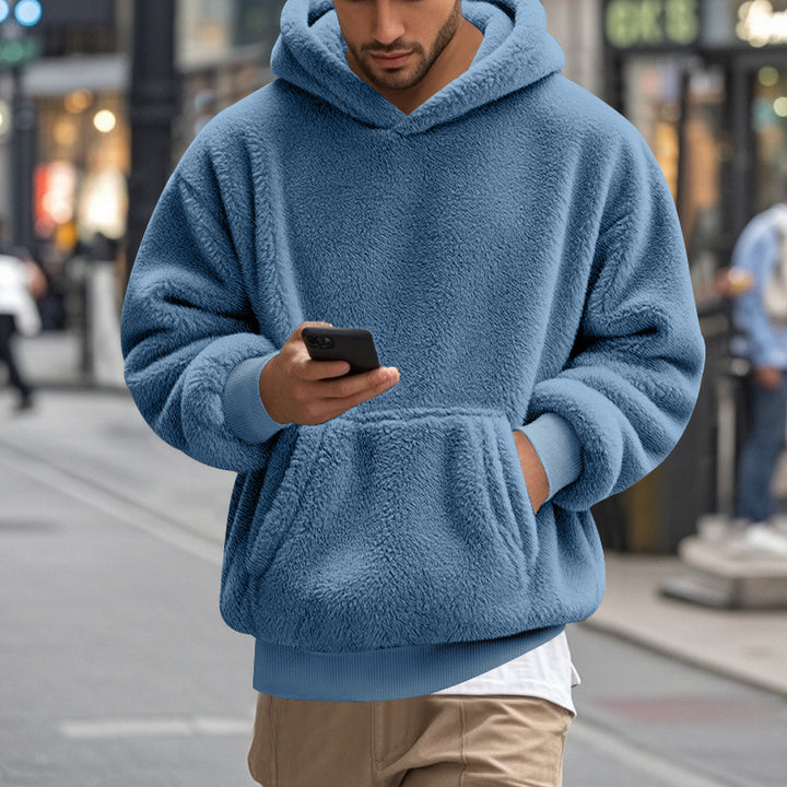 Herren übergroßer Fleece-Hoodie mit Kängurutasche und gemütlichem Schnitt Echoarchiv