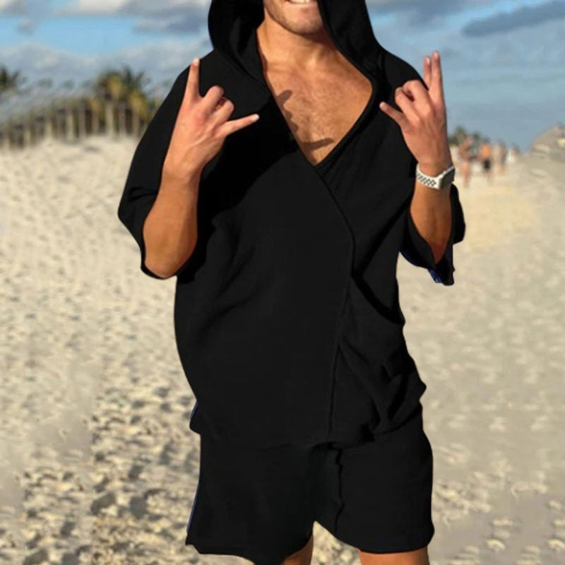 Herren lässiger Kapuzenpullover mit kurzem Schnitt und praktischen Taschen Echoarchiv