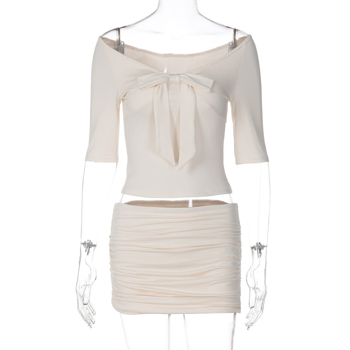 Damen Off-Shoulder Oberteil mit Raffung und Schößchen Echo Archiv