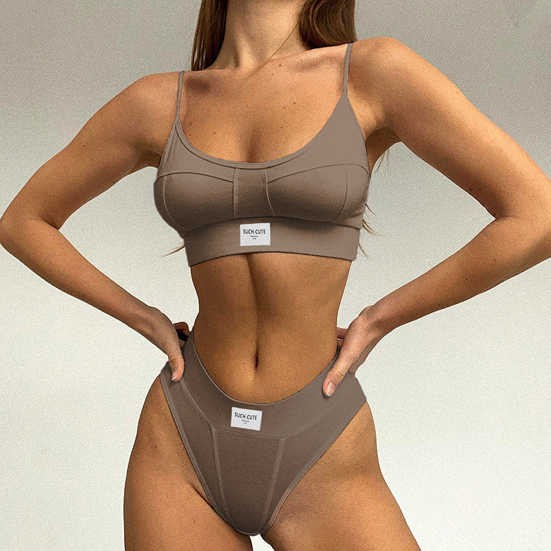 Damen komfortables Sport-BH- und High-Waist-Höschen-Set Echo Archiv