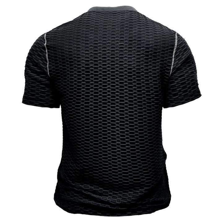 Herren modisches Kurzarm-Henley Shirt mit strukturiertem Design Echoarchiv