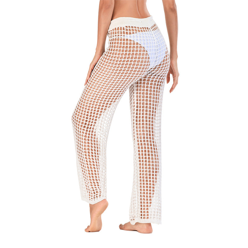 Damen Häkel Strandhose mit hoher Taille und weitem Schnitt Echo Archiv