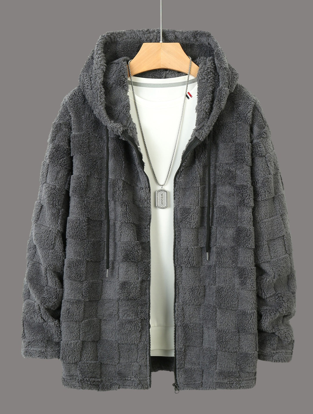 Herren Kuschelige Fleecejacke mit Kapuze und Taschen Echoarchiv