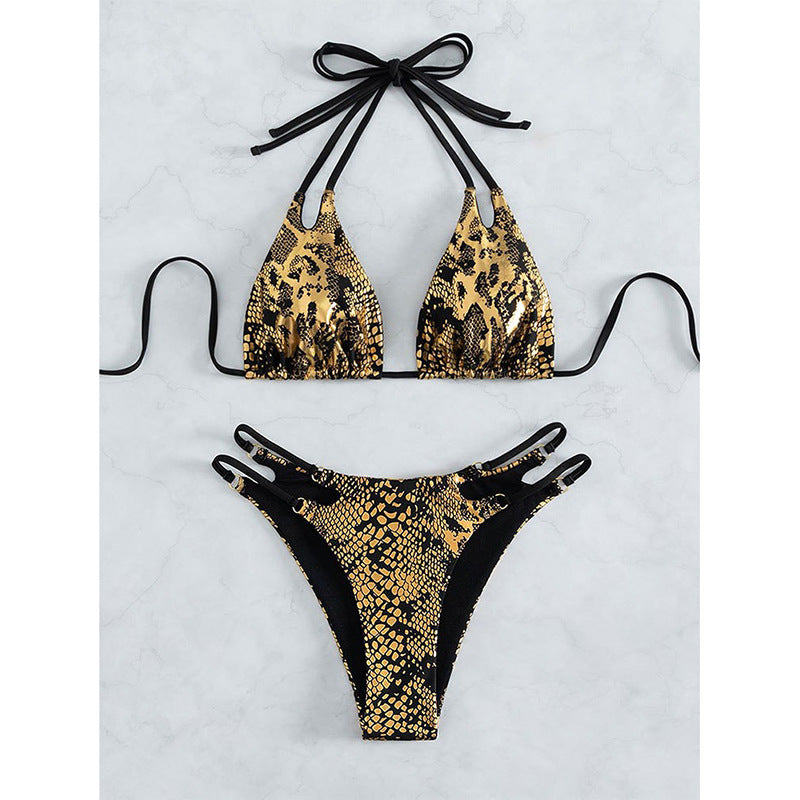 Damen Triangel-Bikini mit modischem Schlangenmuster Echo Archiv