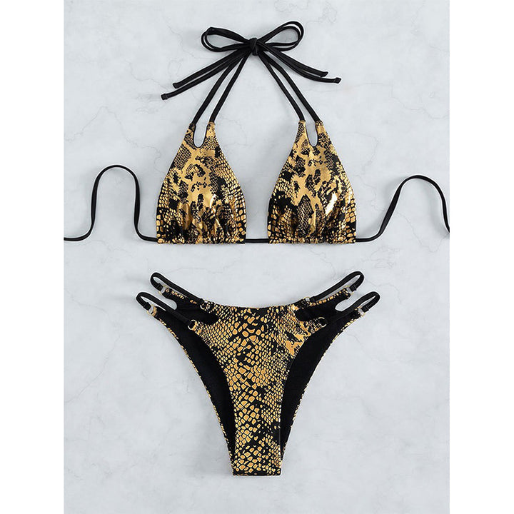 Damen Triangel-Bikini mit modischem Schlangenmuster Echo Archiv