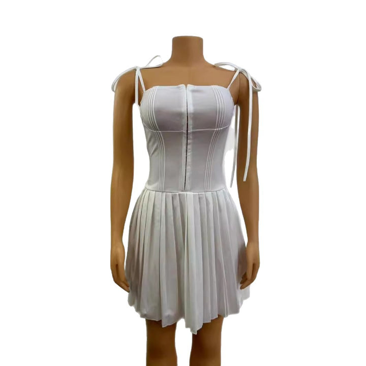 Damen Neckholder Minikleid mit Faltenrock und tailliertem Oberteil Echo Archiv