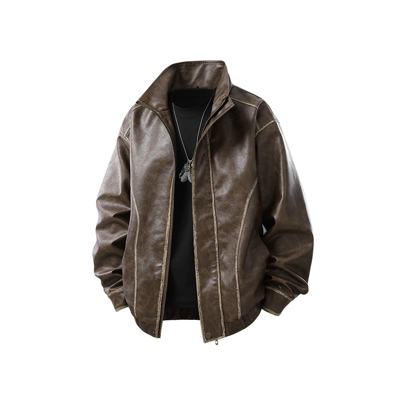 Herren Lederjacke im Vintage-Bomberstil mit Stehkragen Echo Archiv