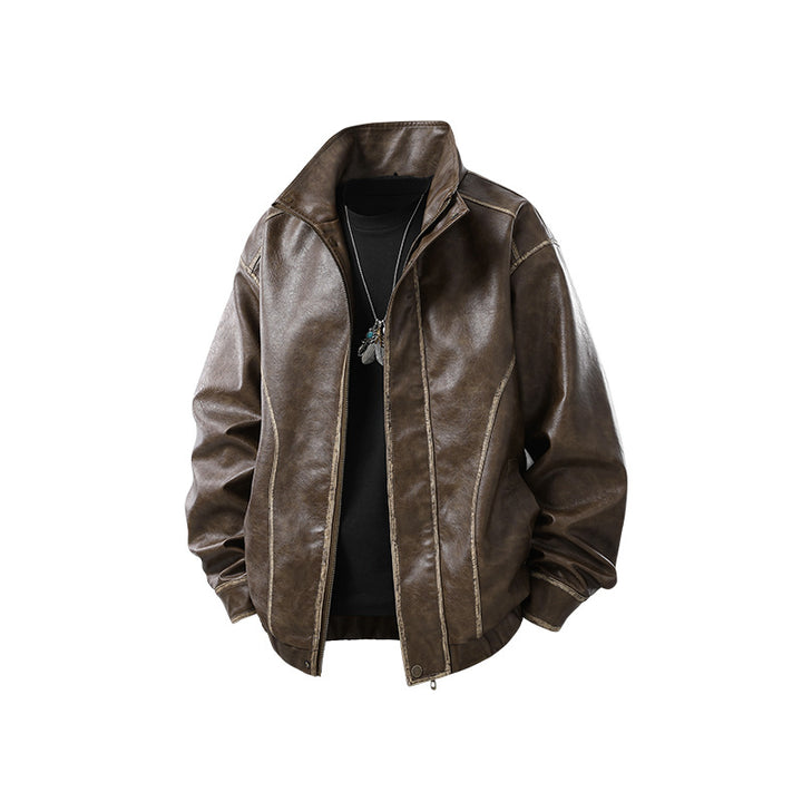 Herren Lederjacke im Vintage-Bomberstil mit Stehkragen Echo Archiv
