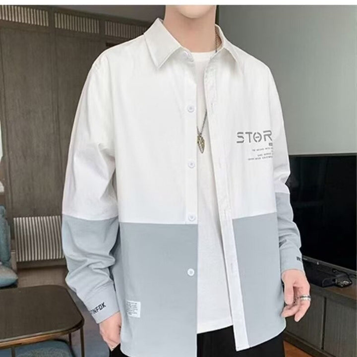 Herren modische Hemdjacke mit Farbblockdesign Echoarchiv