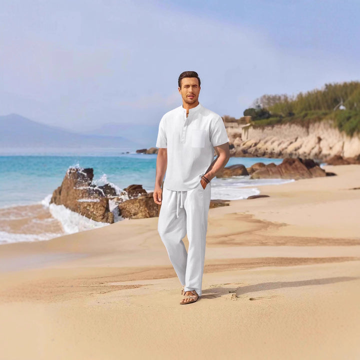 Herren lässiges Strandoutfit mit Knopfdetail und elastischem Bund Echoarchiv