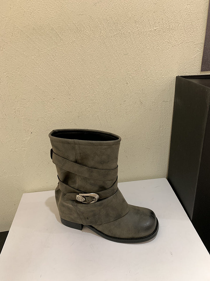 Damen Modische Stiefeletten mit breitem Riemen Echo Archiv