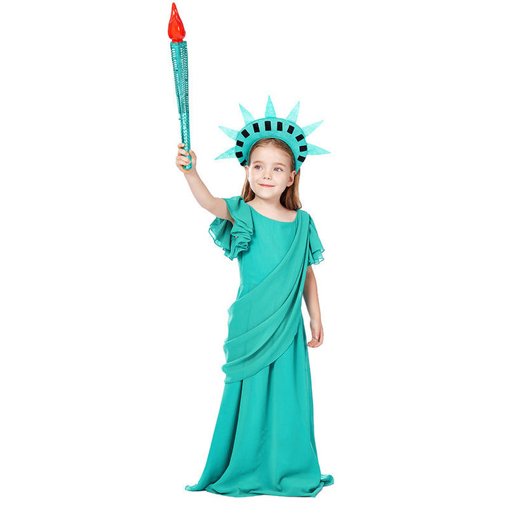 Mädchen Kostüm als Freiheitsstatue mit elegantem Kleid und Accessoires Echo Archiv
