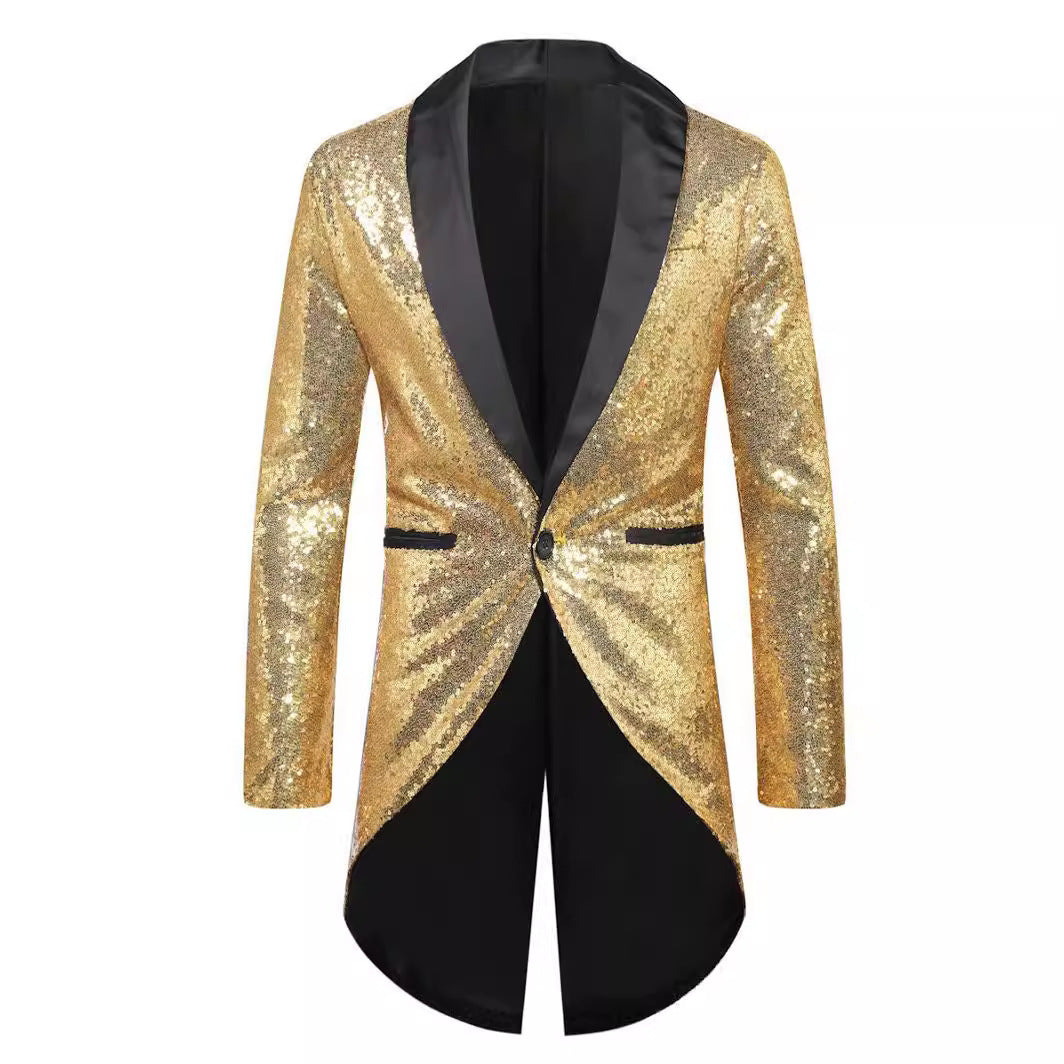 Herren Glitzernder Anzugblazer mit elegantem Schalkragen Echoarchiv