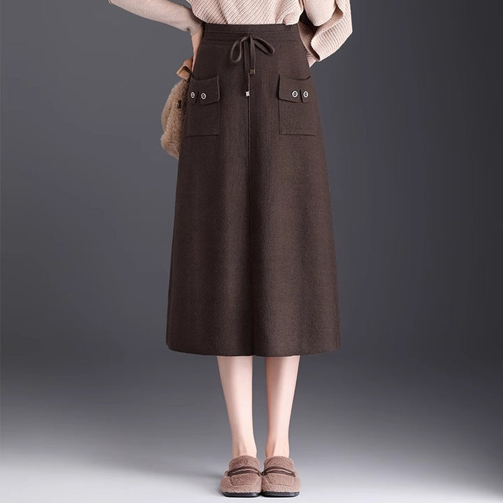 Damen Modischer Maxirock mit Taschen und Bindegürtel Echo Archiv