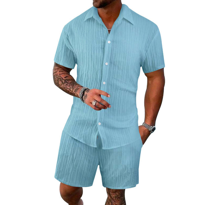 Herren Kurzarm-Shirt und Shorts-Set mit strukturiertem Design Echoarchiv