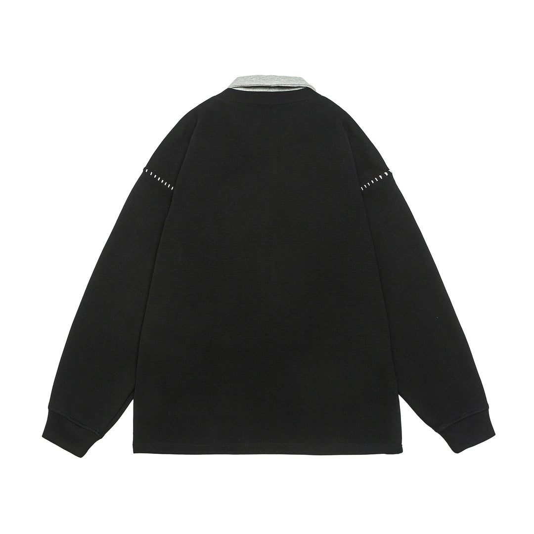 Unisex Oversize Polokragen-Sweatshirt mit Kontrastkragen und Zierperforation Echoarchiv