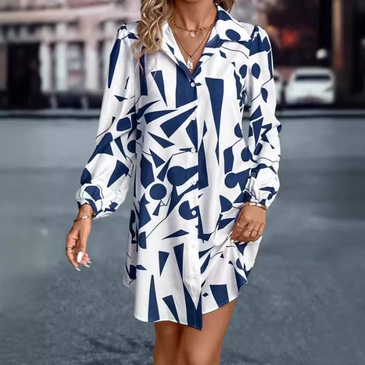 Damen nan oversized Hemdmini mit grafischem Print, Hemdkragen und Balloonärmeln Echo Archiv
