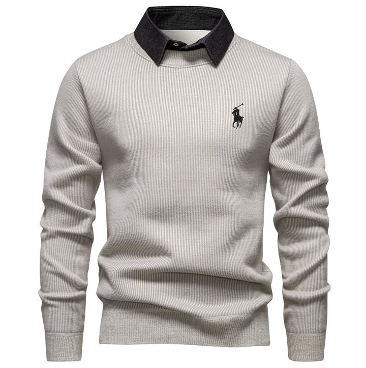 Herren klassischer Strickpullover mit Hemdkragen Echoarchiv