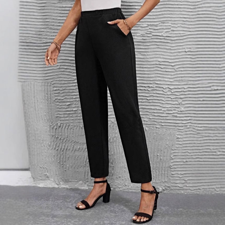 Damen nan hochgeschnittene konisch geschnittene Business-Hose mit elastischem Bund und seitlichen Eingrifftaschen Echo Archiv