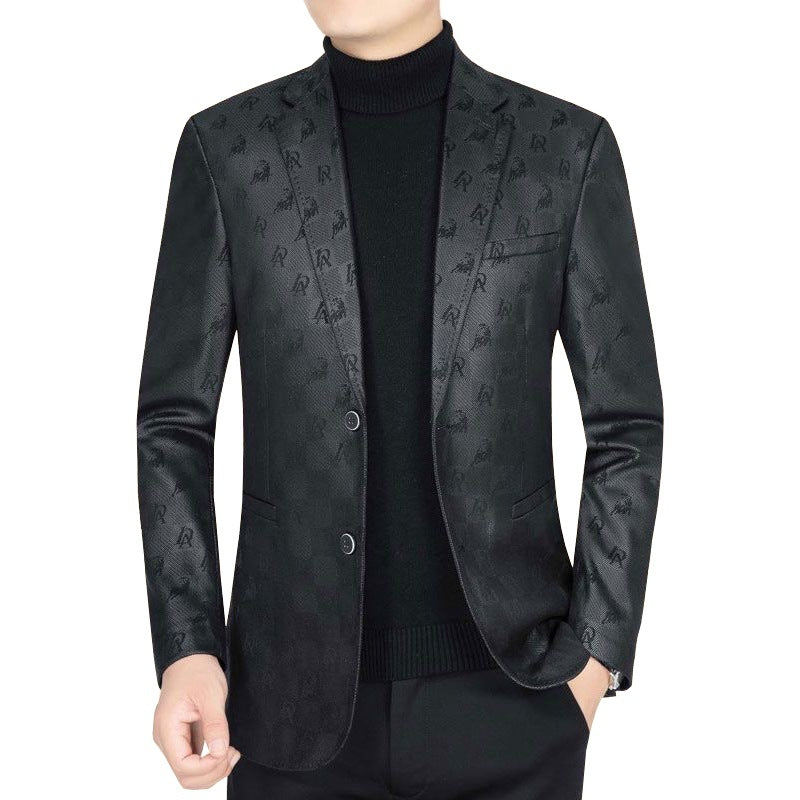 Herren Slim-Fit Sakko in Lederoptik mit fallendem Revers – Tianoro