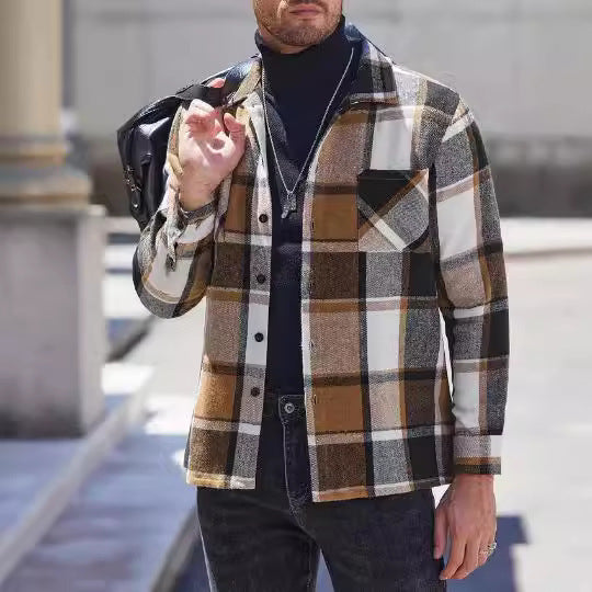Herren lässige Karomuster Hemdjacke Echoarchiv