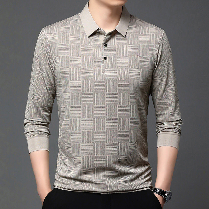 Herren Poloshirt mit modernem geometrischen Muster und atmungsaktiver Struktur Echoarchiv