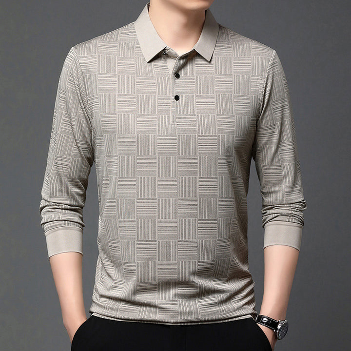 Herren Poloshirt mit modernem geometrischen Muster und atmungsaktiver Struktur Echoarchiv