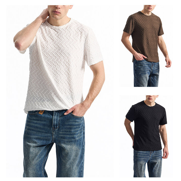 Herren T-Shirt mit strukturiertem Muster und lässiger Passform Echoarchiv