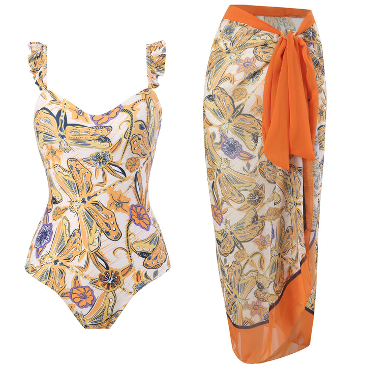 Damen Badekleid mit floralem Muster und schwingendem Rock Echo Archiv