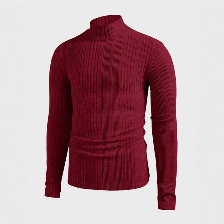 Herren Strickpullover mit hohem Kragen und Rippstruktur Echoarchiv