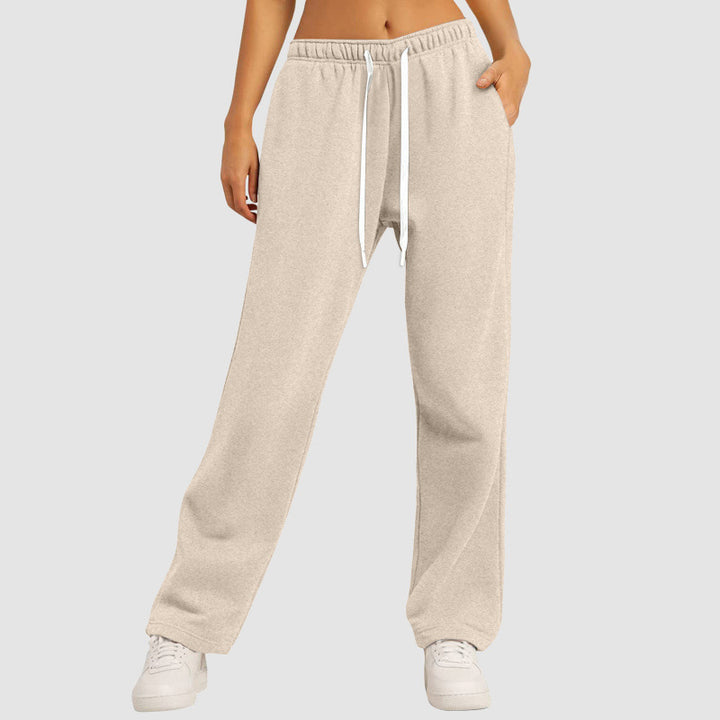 Damen nan lässige Loungehose mit geradem Bein extra langem Tunnelzug und tiefem Schritt Echo Archiv