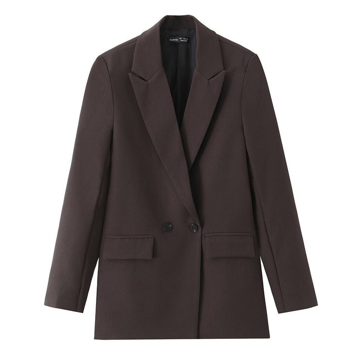 Damen taillierter Longblazer im Oversize-Look mit Reverskragen und Pattentaschen – Valéne