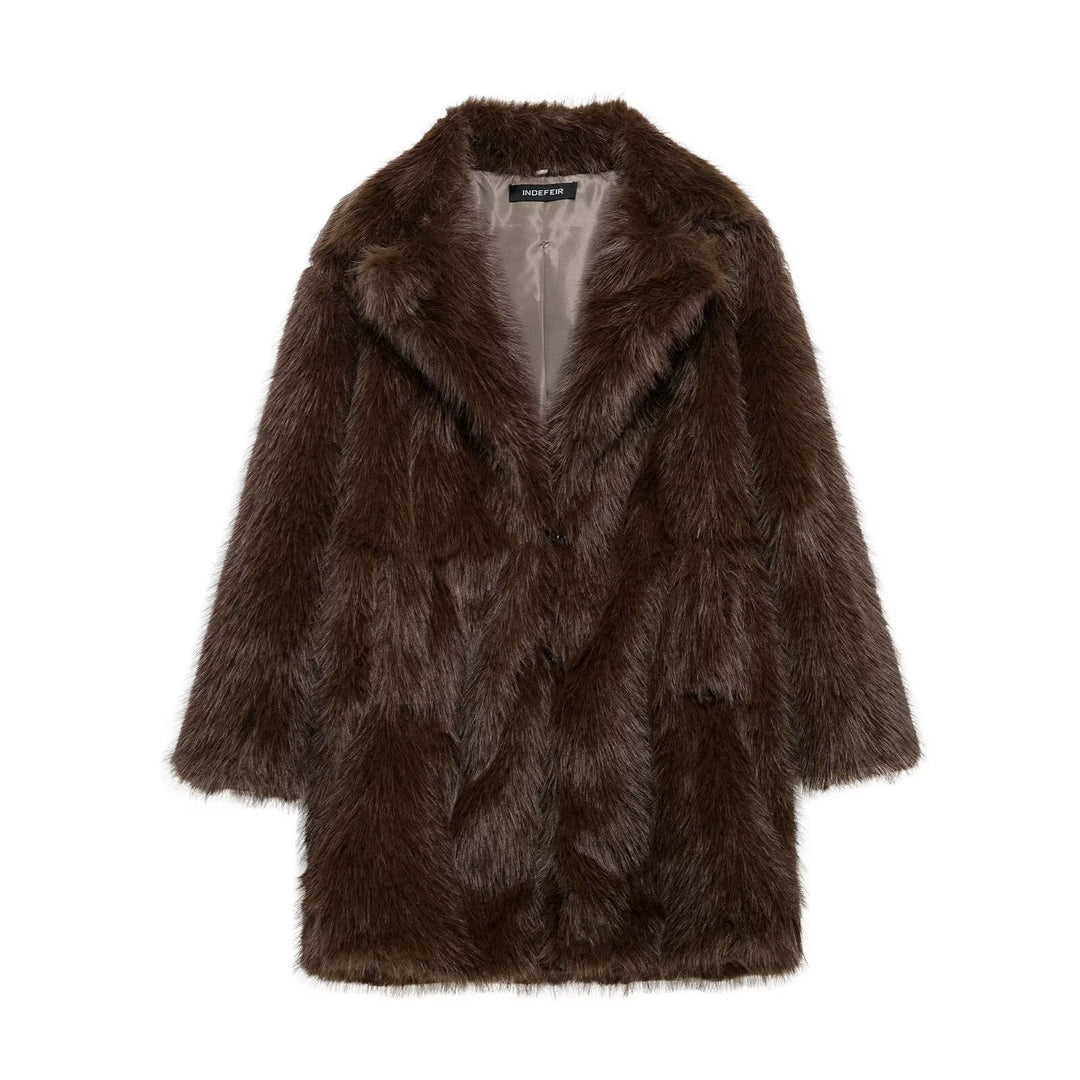 Damen Faux-Fur-Mantel mit Oversize-Schalkragen und langem, taillenfreiem Schnitt Echo Archiv