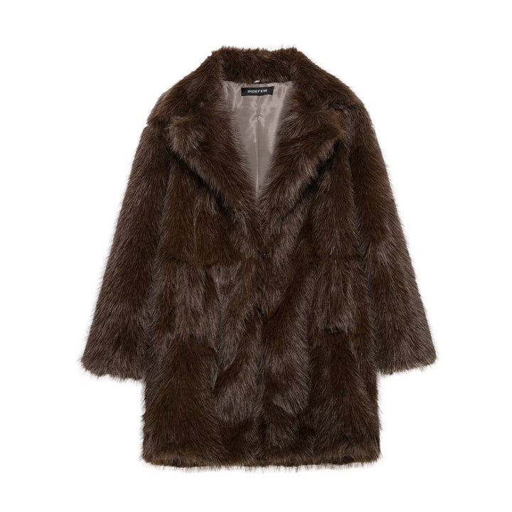 Damen Faux-Fur-Mantel mit Oversize-Schalkragen und langem, taillenfreiem Schnitt Echo Archiv