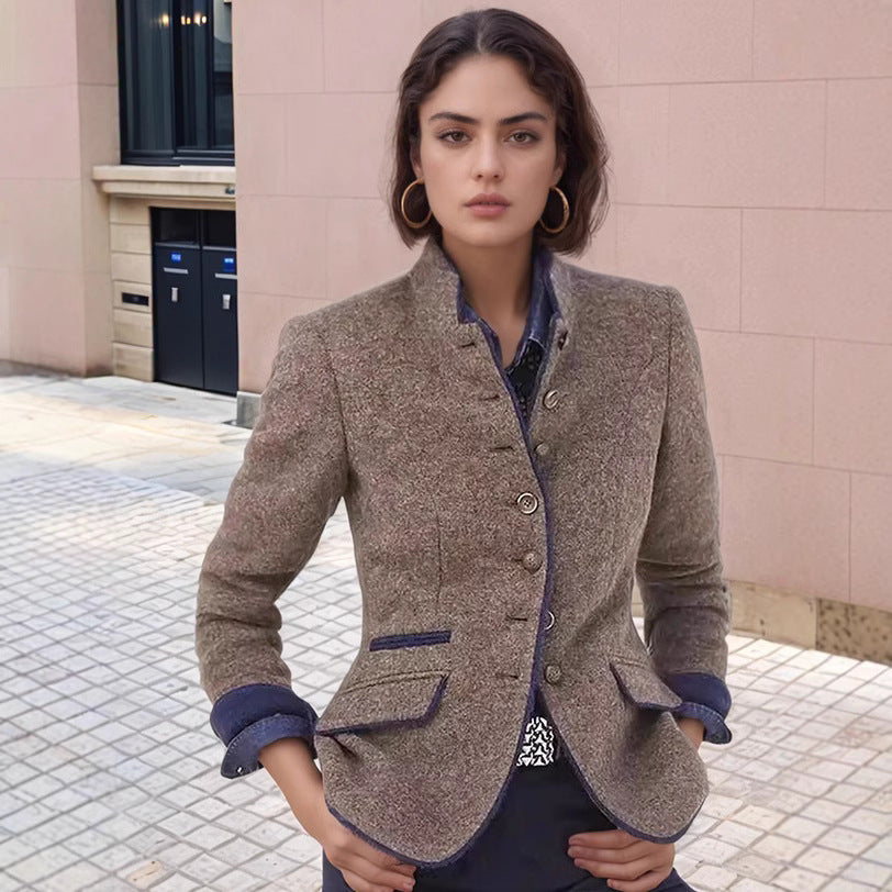 Damen elegante Blazerjacke mit Knopfleiste und praktischen Taschen Echoarchiv