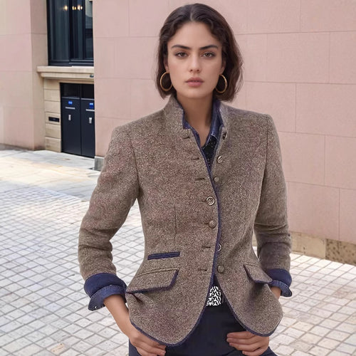 Damen elegante Blazerjacke mit Knopfleiste und praktischen Taschen Echoarchiv