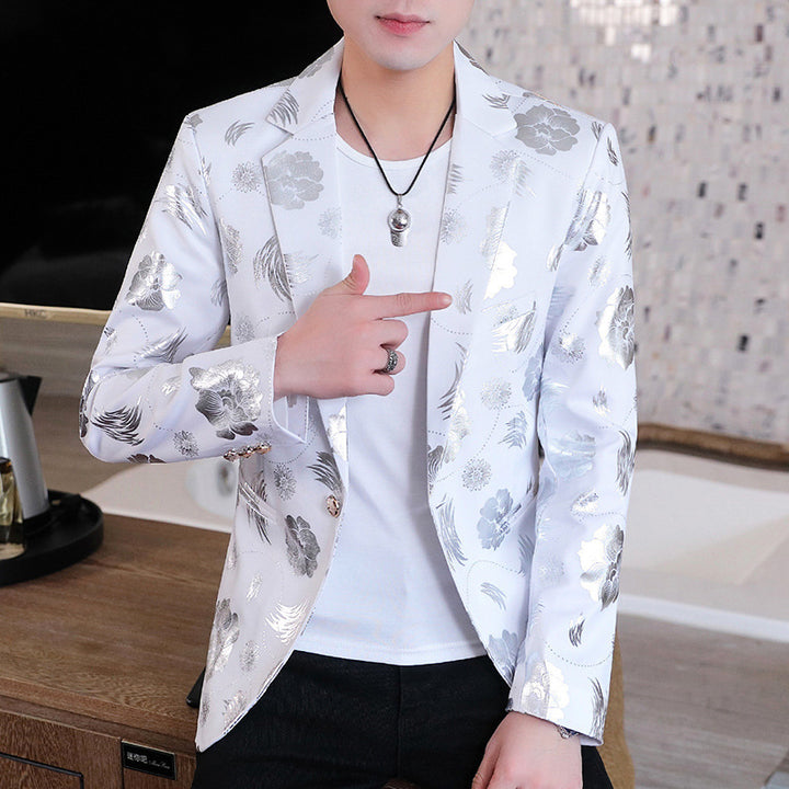 Herren Eleganter Blazer mit floralem Design und goldenen Akzenten Echoarchiv