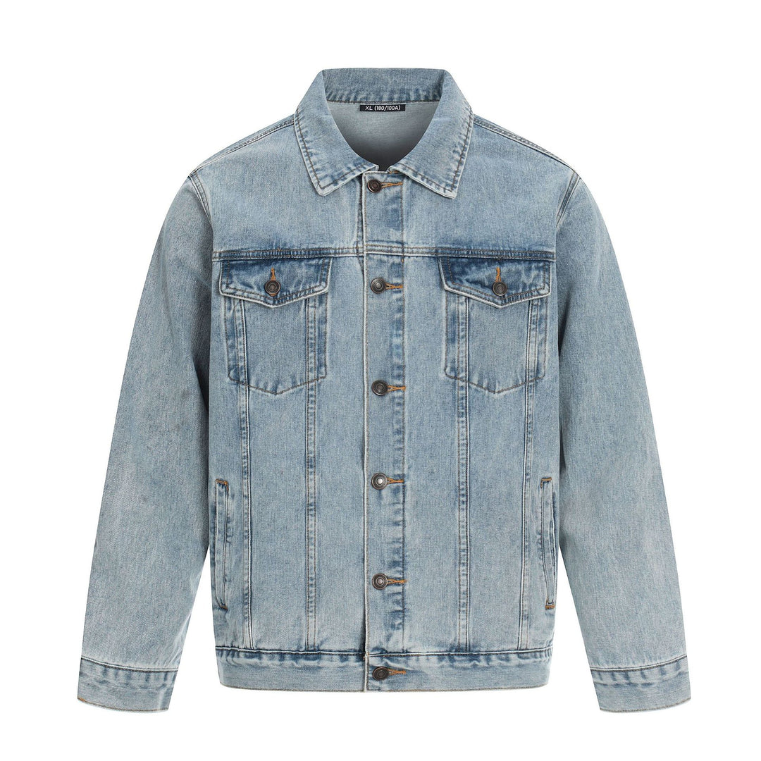 Herren Jeansjacke im Used-Effekt mit Pattentaschen und geradem Schnitt Echoarchiv