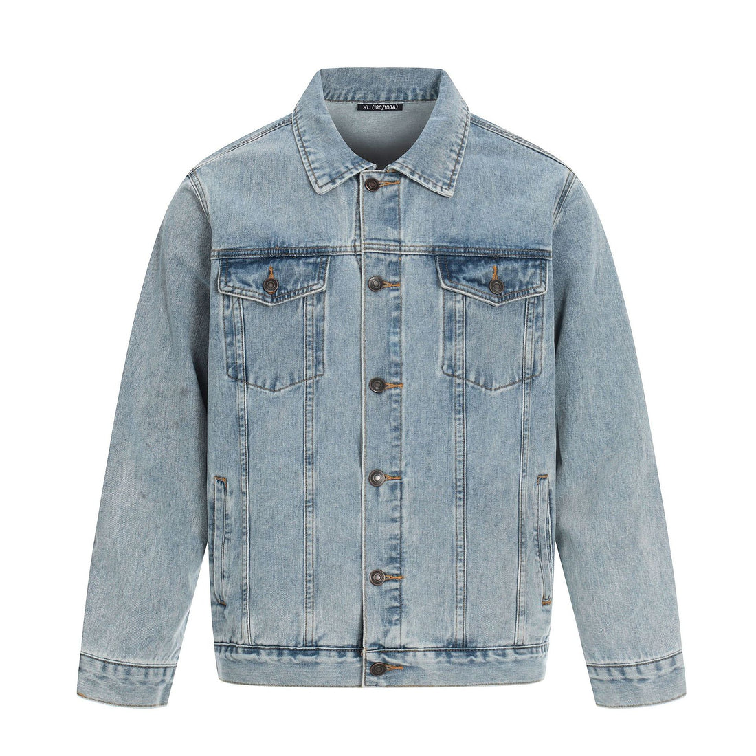 Herren Jeansjacke im Used-Effekt mit Pattentaschen und geradem Schnitt Echoarchiv