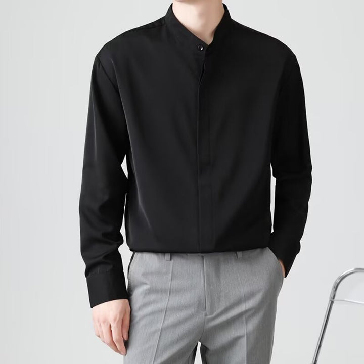 Herren Elegantes Stehkragenhemd – Tianoro