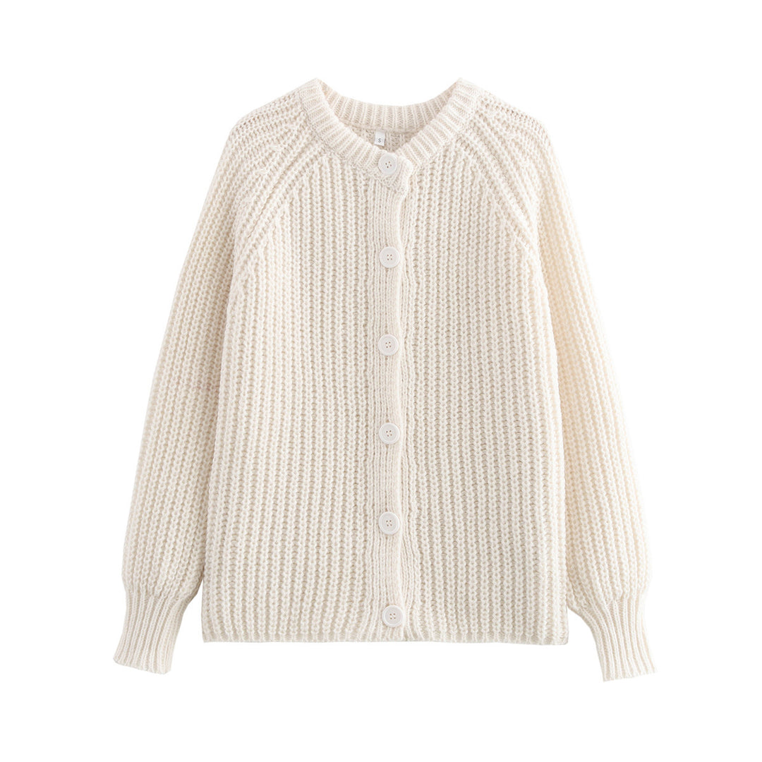 Damen nan grob gestrickte Raglan-Cardigan mit Ballonärmeln und durchgehender Knopfleiste Echo Archiv